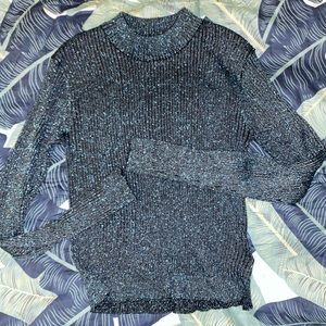 Teal glitter sweater crop top